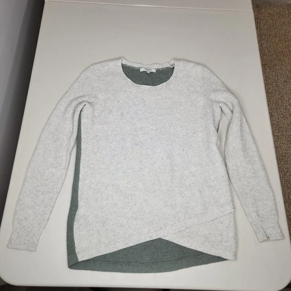 Madewell White and Green Feature Pullover Sweater in Colorblock Size XS